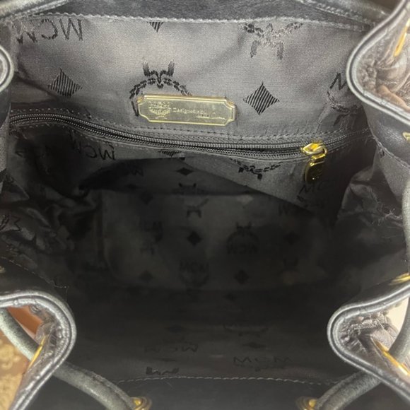 M C M Black Quilted Backpack with Gold Accents - Picture 9 of 11